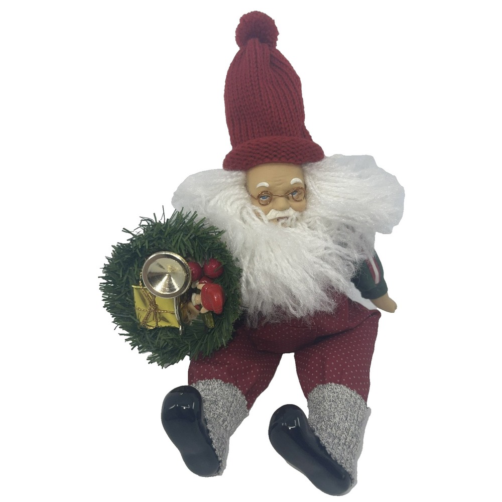 Vintage Santa Claus Christmas‎ Plush Figure Heavy Bottom Lilian Vernon 11" Folky